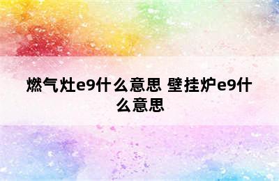 燃气灶e9什么意思 壁挂炉e9什么意思